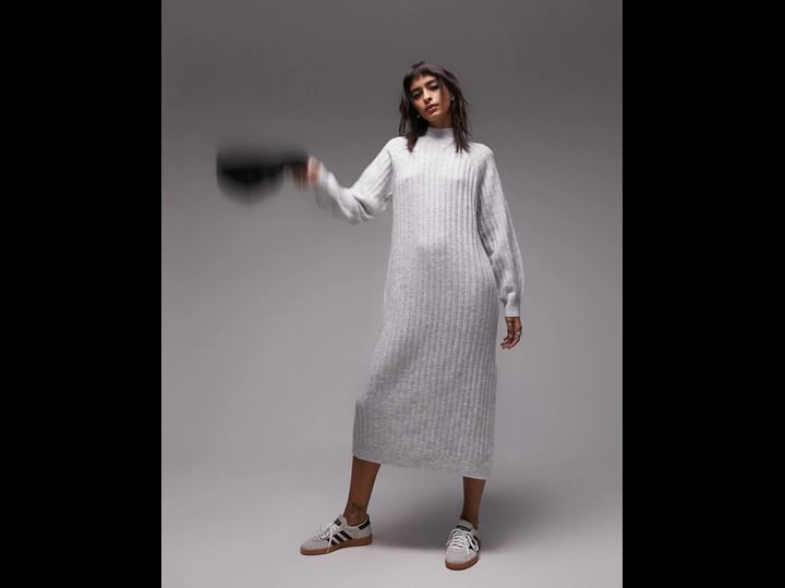 topshop-knit-high-neck-wide-rib-midi-dress-in-gray-1