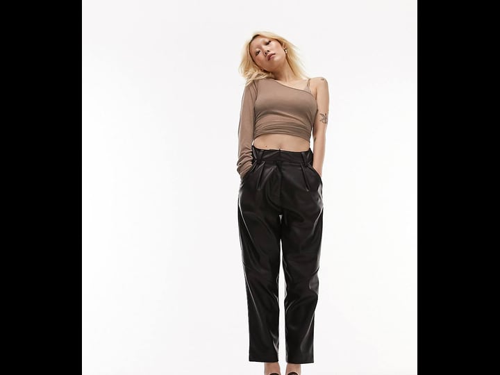 topshop-petite-faux-leather-high-waist-pleated-peg-pants-in-black-1