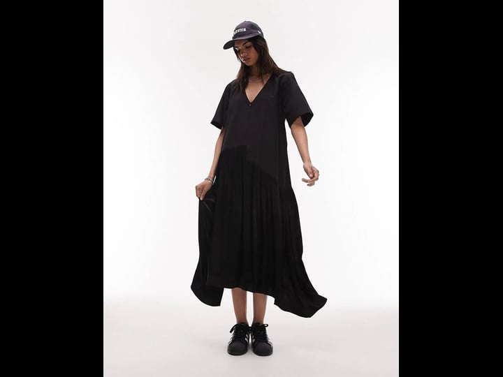 topshop-zip-front-poplin-and-satin-chuck-on-midi-dress-in-black-1