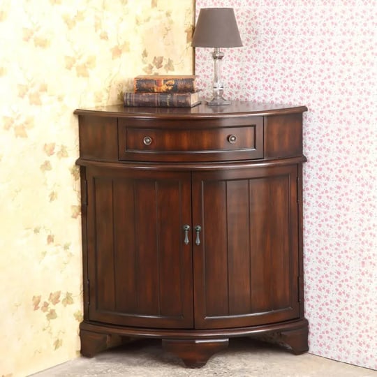 traditional-walnut-corner-cabinet-triangle-accent-cabinet-with-drawer-shleves-1