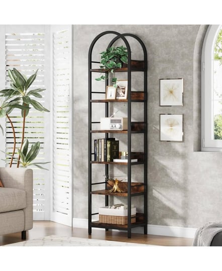 tribesigns-6-tier-open-bookshelf-78-7-tall-arched-bookcase-narrow-bookshelf-with-metal-frame-for-liv-1