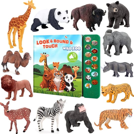 tudoccy-safari-animals-figures-toys-13-realistic-wild-plastic-animal-figurines-kids-sound-book-educa-1
