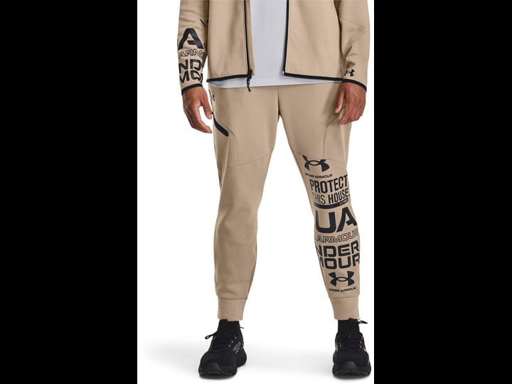 under-armour-mens-unstoppable-fleece-graphic-joggers-tan-size-large-1