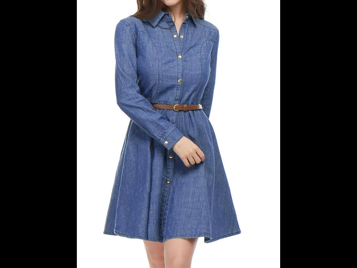 unique-bargains-women-long-sleeves-belted-fla-denim-shirt-dress-blue-1
