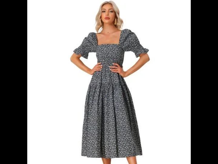 unique-bargains-womens-square-neck-peasant-floral-short-puff-sleeve-smocked-dresses-s-black-size-sma-1