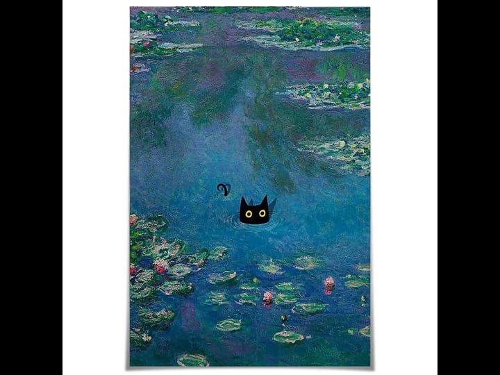 usoway-monet-water-lily-cat-vintage-famous-art-print-funny-black-cat-wall-art-prints-eclectic-aesthe-1