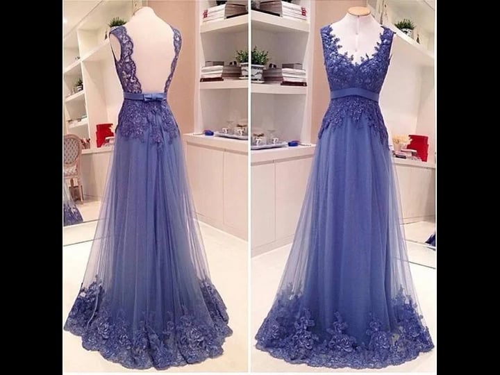 vampal-blue-v-neck-open-back-tulle-formal-gown-with-sheer-lace-applique-1