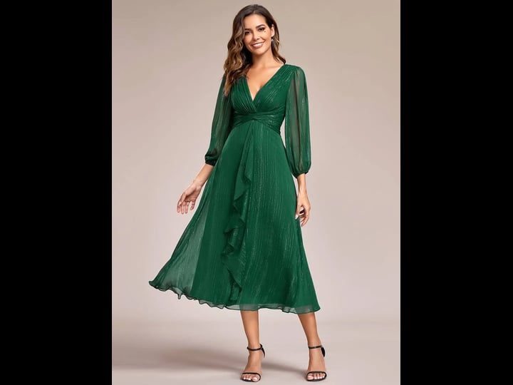 vampal-dark-green-sparkling-chiffon-wedding-dresses-long-sleeves-timeless-e-1