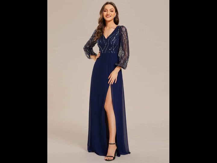 vampal-navy-blue-maxi-sequinned-evening-gown-with-long-sleeves-1