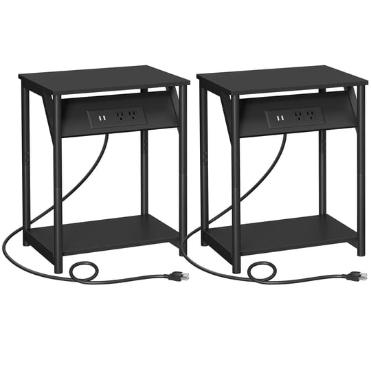 vasagle-set-of-2-side-tables-with-charging-station-black-1