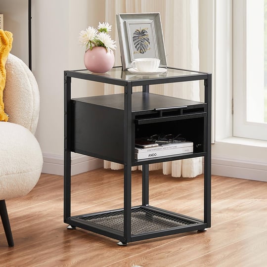 vecelo-glass-nightstandend-tables-with-flip-draweropen-storage-shelf-and-stable-steel-frame-night-st-1