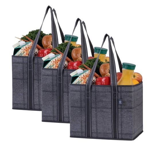 veno-3-pack-reusable-grocery-shopping-bag-heavy-duty-tote-with-reinforced-bottom-black-windowpane-wo-1