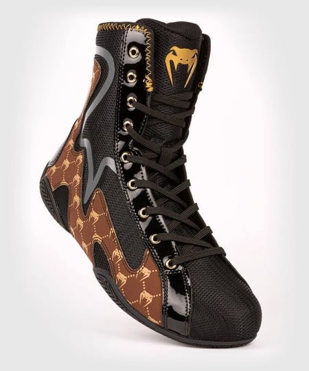 venum-elite-evo-monogram-boxing-shoes-black-brown-1