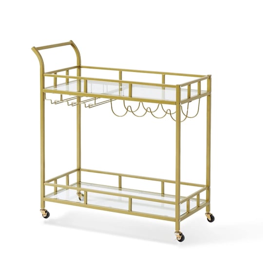 vevor-2-tiers-gold-metal-bar-serving-cart-with-wine-rack-glass-holder-120-lbs-1