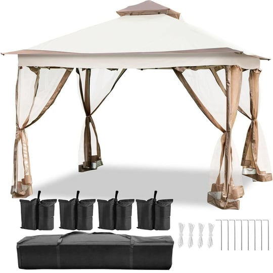vevorbrand-12-x-12-pop-up-brown-rectangle-gazebo-equipped-with-four-sandbags-ground-spikes-netting-r-1