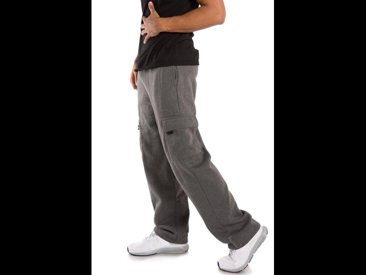 vibes-mens-charcoal-gray-fleece-cargo-pants-relax-fit-open-bottom-drawstring-size-2xl-1