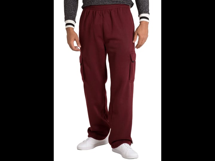 vibes-mens-fleece-cargo-sweatpants-relaxed-fit-bungee-cord-open-bottom-size-xl-red-1