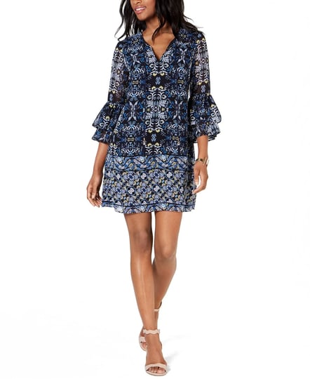 vince-camuto-bell-sleeve-chiffon-dress-blue-1
