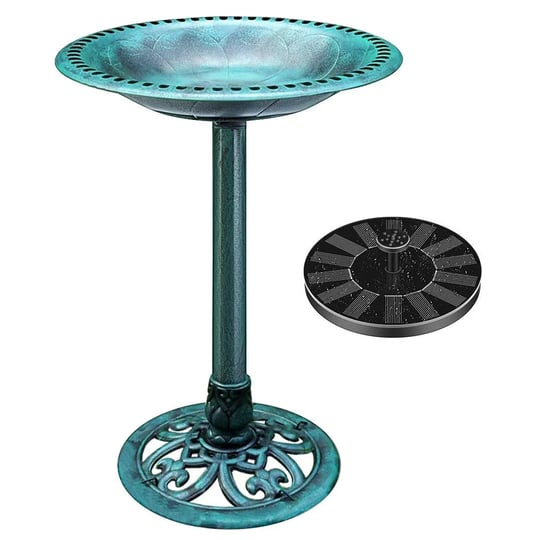 vivohome-polyresin-antique-outdoor-green-garden-bird-bath-and-solar-powered-round-pond-fountain-comb-1