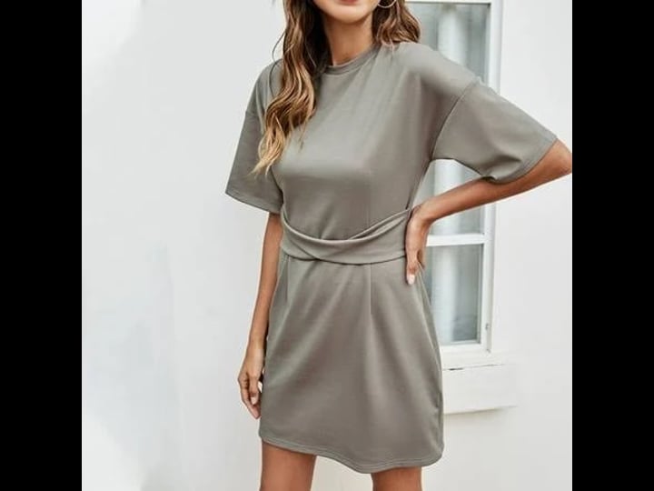 vkekieo-sexy-birthday-dress-star-dress-women-a-line-short-short-sleeve-solid-khaki-l-womens-size-lar-1