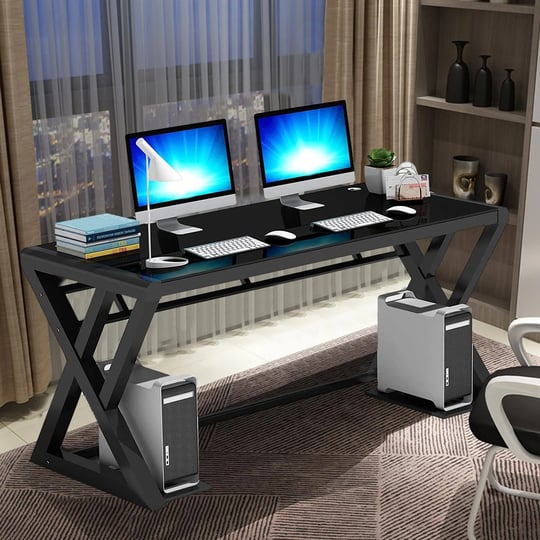 vuyuyu-computer-desk-home-office-desks-modern-glass-top-x-frame-metal-computer-gaming-writing-desks--1