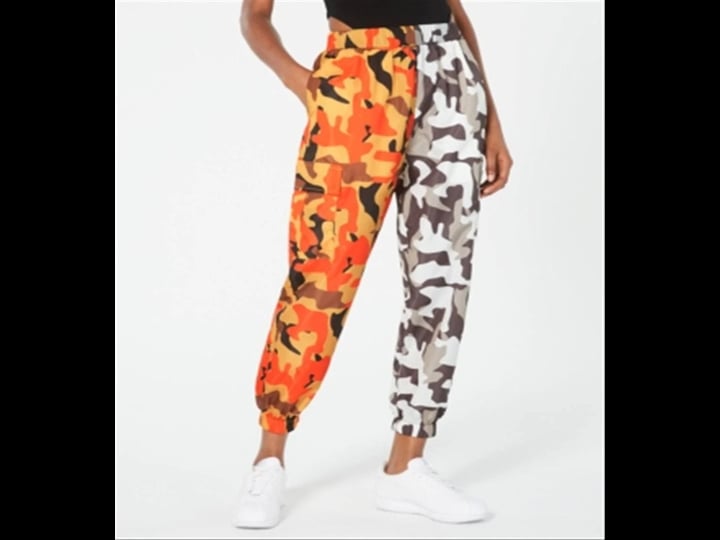 waisted-womens-two-tone-camo-print-parachute-pants-orange-size-x-large-1