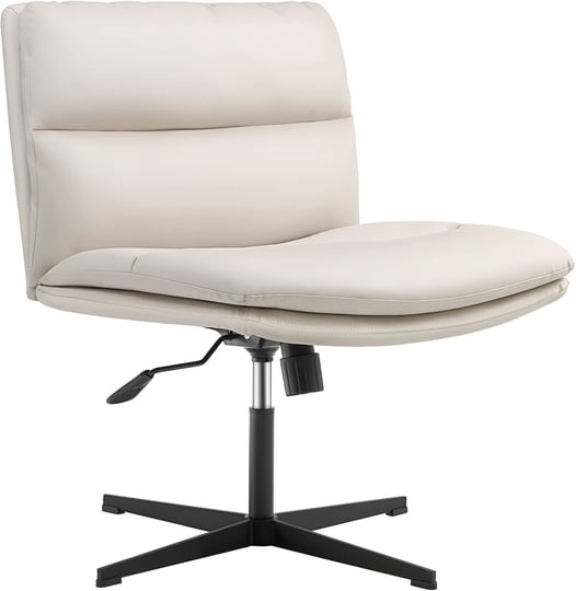 waleaf-armless-office-desk-chair-no-wheelspu-padded-modern-swivel-criss-cross-legged-chair-beige-1