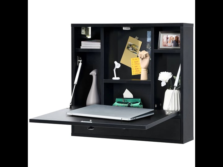 wall-mount-floating-desk-foldable-space-saving-laptop-workstation-black-color-1