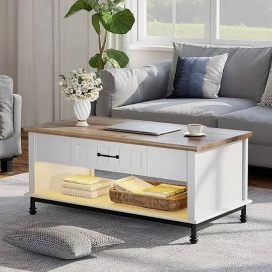 wampat-farmhouse-coffee-table-with-yellow-led-lights-large-rectangle-center-table-with-1-drawers-and-1