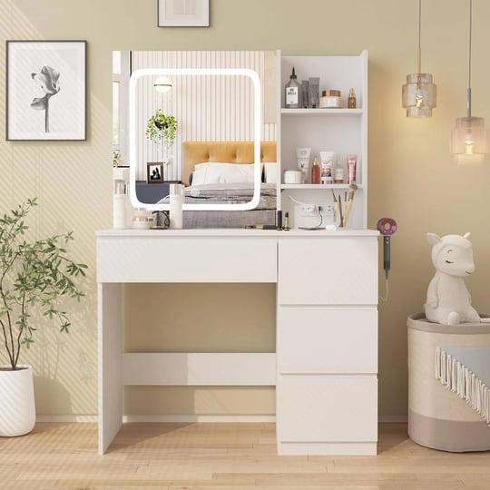 white-vanity-desk-with-mirror-and-lights-makeup-vanity-with-lights-4-drawers-1