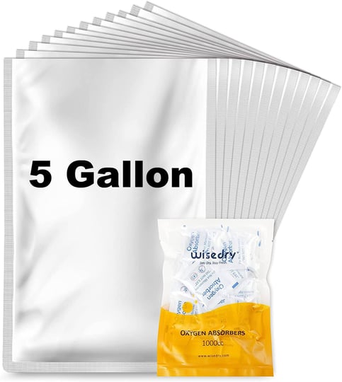 wisedry-mylar-bags-5-gallon-12-pack-paired-with-24-pack-1000cc-oxygen-absorbers-for-long-term-food-s-1