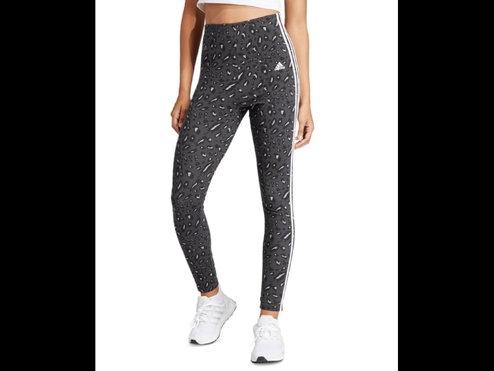 womens-adidas-essentials-3-stripe-animal-print-leggings-size-small-grey-1