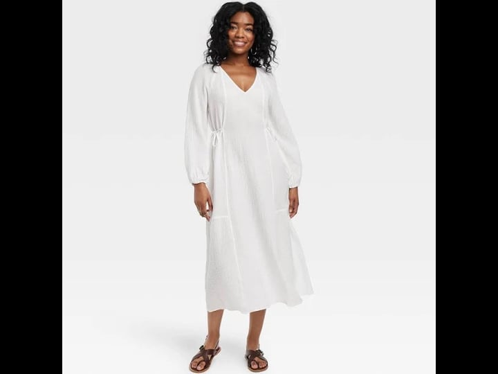 womens-balloon-long-sleeve-midi-a-line-dress-universal-thread-white-m-1