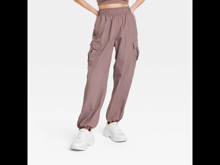 womens-cargo-parachute-pants-all-in-motion-brown-m-1