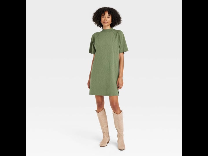 womens-elbow-sleeve-knit-t-shirt-dress-universal-thread-green-xs-1