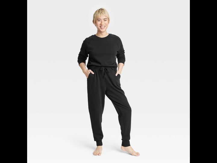 womens-fleece-lounge-jogger-pajama-pants-colsie-black-s-1