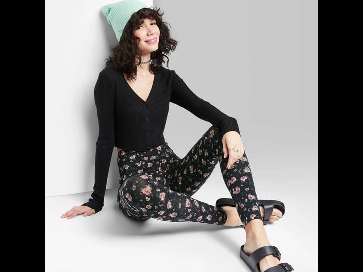 womens-high-waisted-classic-leggings-wild-fable-black-floral-size-small-1