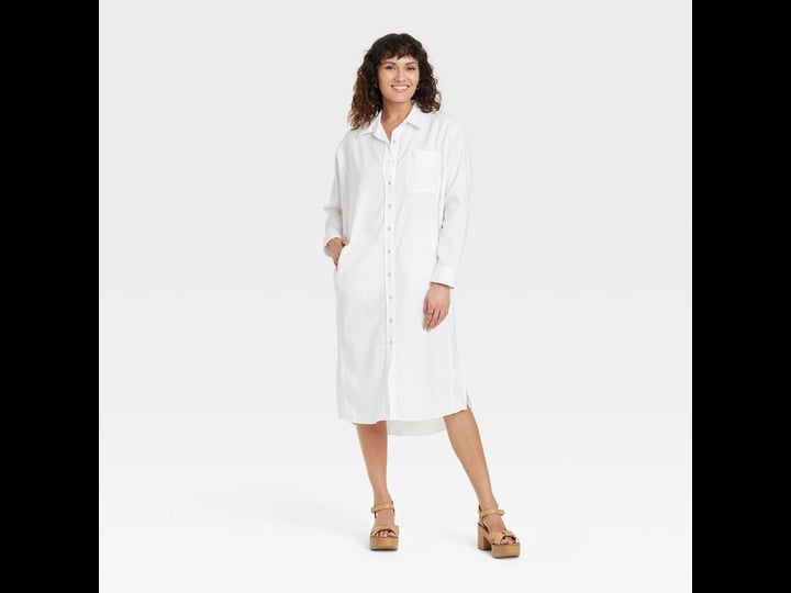womens-long-sleeve-button-down-shirtdress-universal-thread-white-xs-1