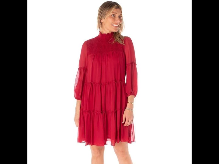 womens-maison-tara-solid-mockneck-tiered-babydoll-mini-dress-size-6-brt-red-1