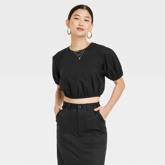 womens-slim-fit-puff-short-sleeve-top-a-new-day-black-xl-1