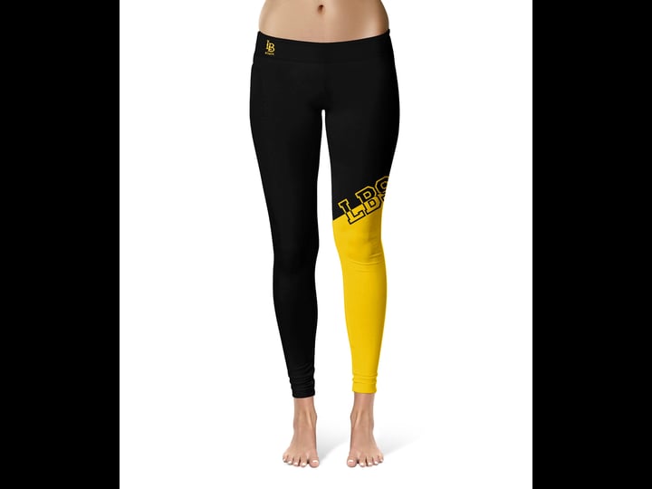 womens-vive-la-fete-black-gold-cal-state-long-beach-the-color-block-yoga-leggings-size-medium-1