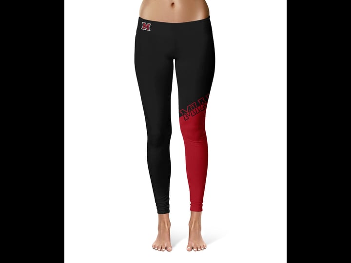womens-vive-la-fete-black-red-miami-university-redhawks-color-block-yoga-leggings-size-extra-small-1