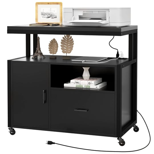 wood-file-cabinet-with-charging-station-rolling-filing-cabinet-cart-1