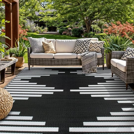 world-rug-gallery-bohemian-stripe-diamond-reversible-recycled-plastic-outdoor-rugs-black-5x7-1