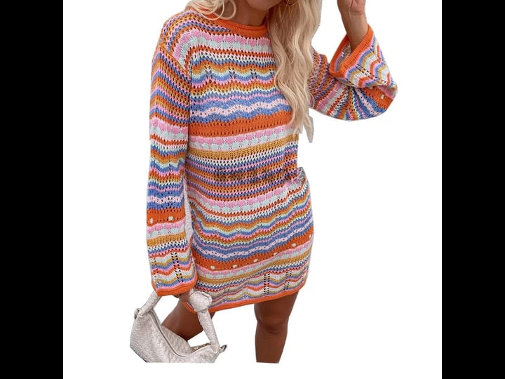 wudfeel-rainbow-striped-long-sleeve-loose-crochet-striped-hollow-out-mini-casual-sweater-dress-women-1