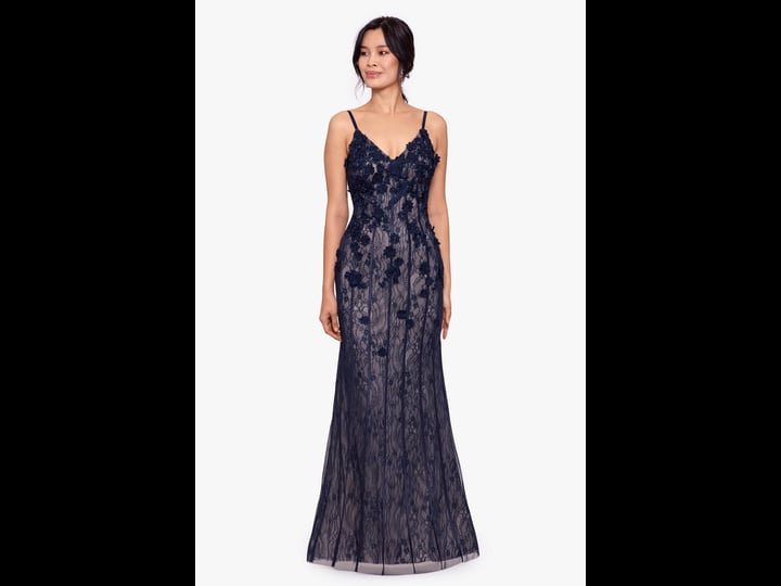 xscape-floral-lace-gown-navy-champagne-size-15