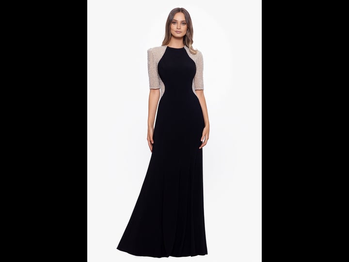 xscape-petite-beaded-sleeve-gown-black-nude-silver-size-16p-1