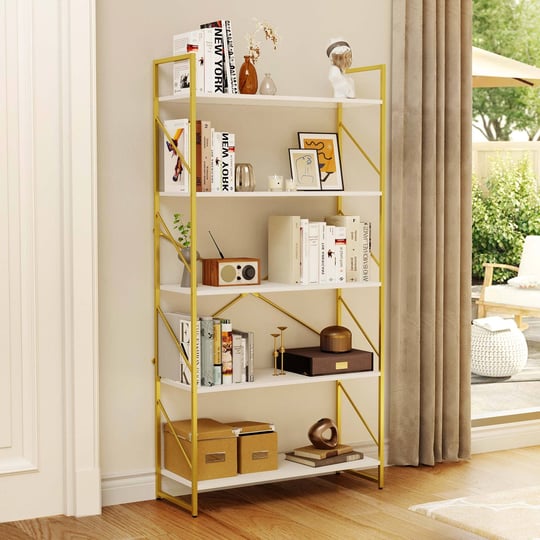 yitahome-5-tiers-gold-bookshelf-modern-wide-bookcase-large-book-rack-storage-rack-shelves-in-bedroom-1