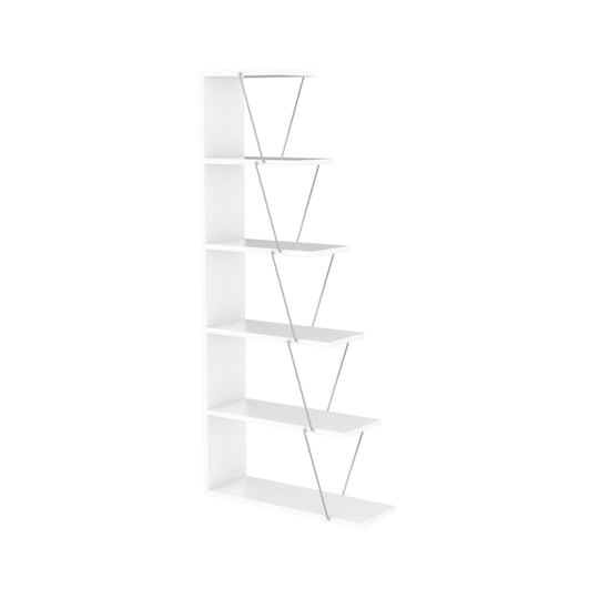 yjtonwin-modern-5-tier-ladder-bookshelf-organizers-narrow-bookshelf-bookcase-white-chrome-1
