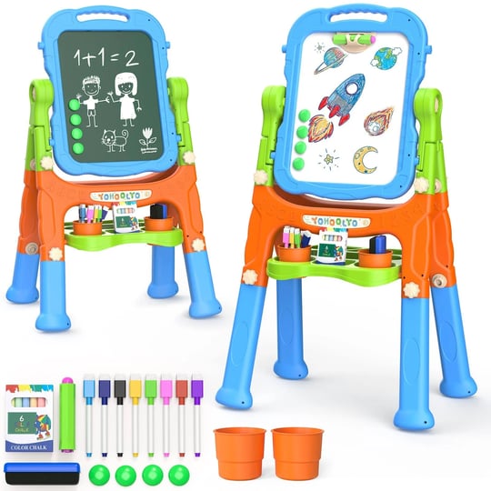 yohoolyo-kids-easel-standing-art-easel-for-kids-double-sided-magnetic-chalkboard-whiteboard-dry-eras-1